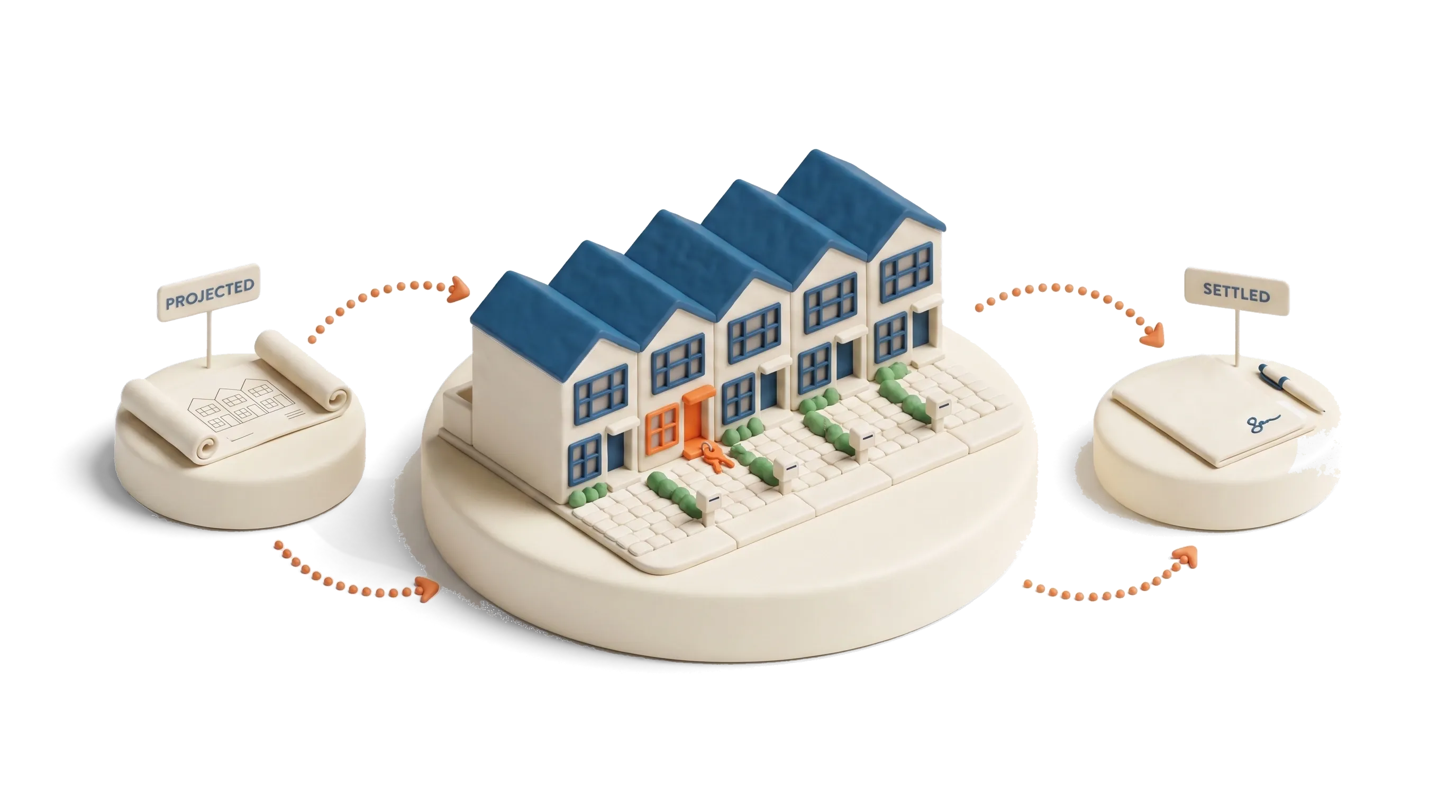 The Sapphire Place case study: five completed townhouses between a projected plan and a signed settlement, one home kept at developer cost price