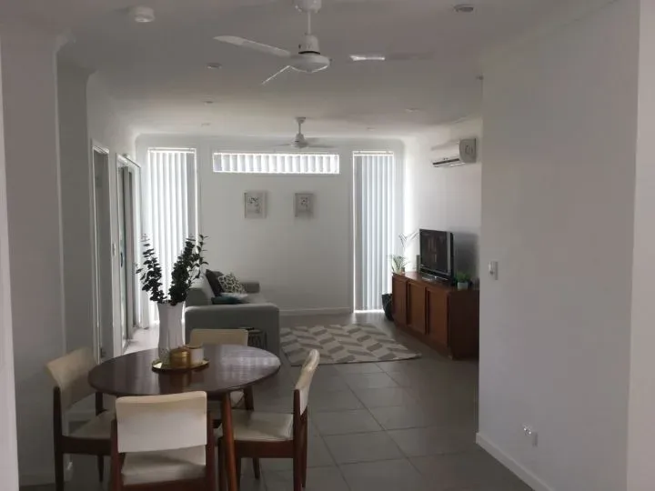 Inside the completed Sapphire Place townhouse, the open plan living and dining area